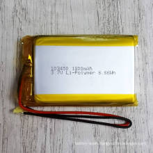 3.6V 3.7V 103450 1800mAh Rechargeable Lithium Polymer Battery Pack with PCM and Connector